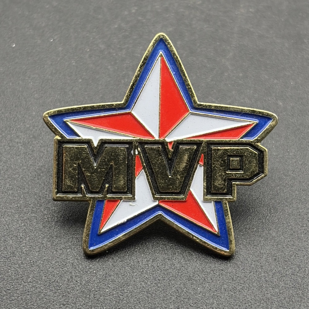 MVP Most Valuable Player Red White Star‎ Lapel Hat Pin Crown Awards Sports